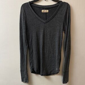 Hollister Charcoal V-Neck Blouse